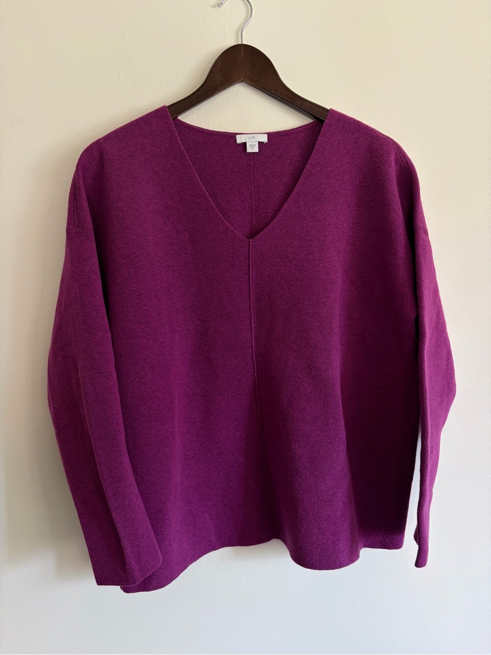 J. Jill V-Neck Sweater in Raspberry Plum